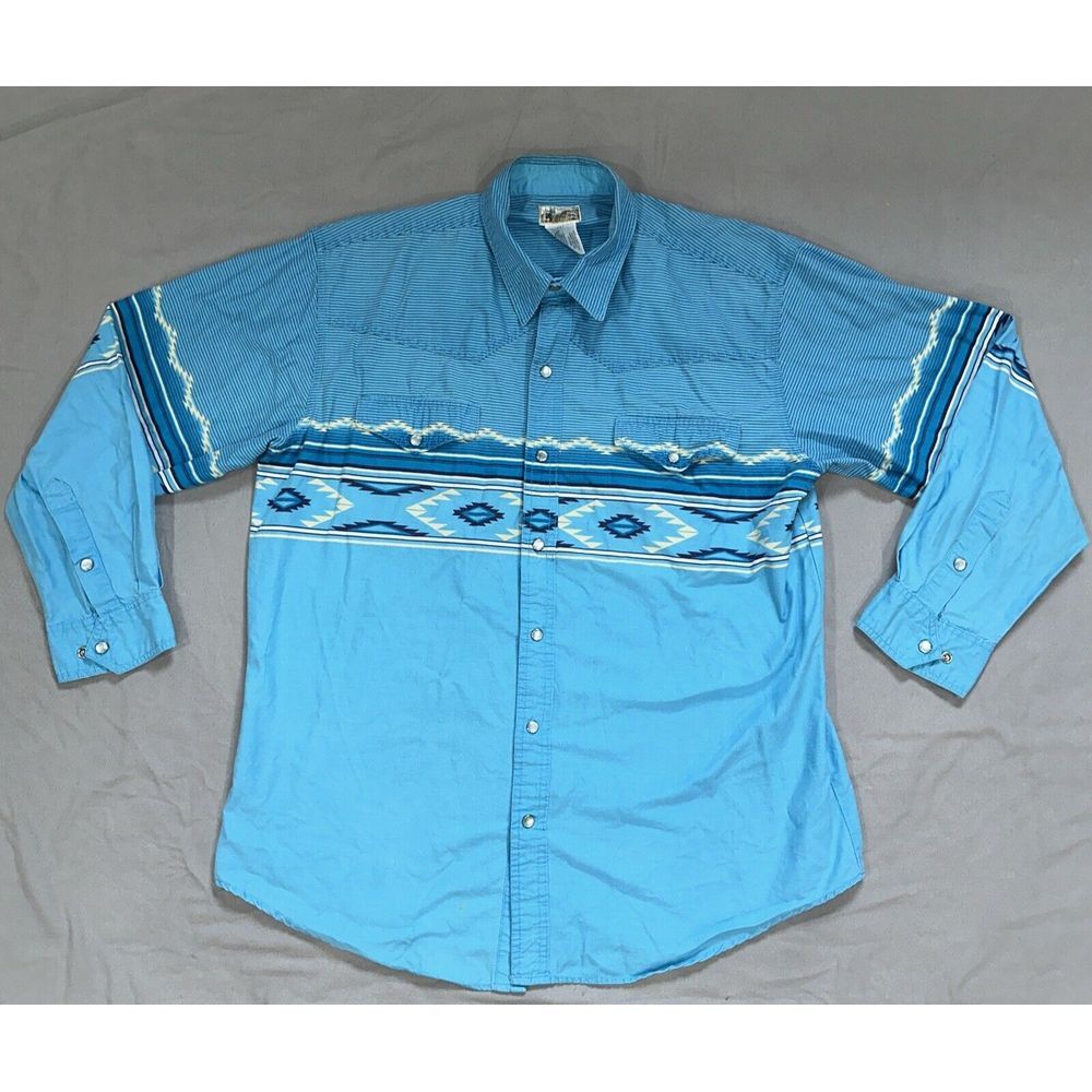 VTG Express‎ Rider Western Pearl Snap Shirt Cowboy Mens L- (26)